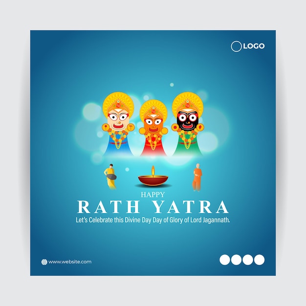 Illustration vectorielle du modèle de maquette de flux de médias sociaux Happy Rath Yatra