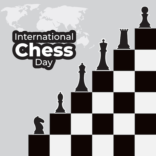 Illustration vectorielle du modèle de maquette de flux de médias sociaux de la Journée internationale des échecs