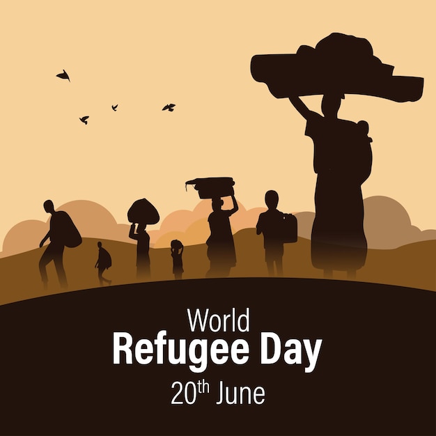 Illustration vectorielle du modèle de maquette d'histoire de flux de médias sociaux de la Journée mondiale des réfugiés du 20 juin