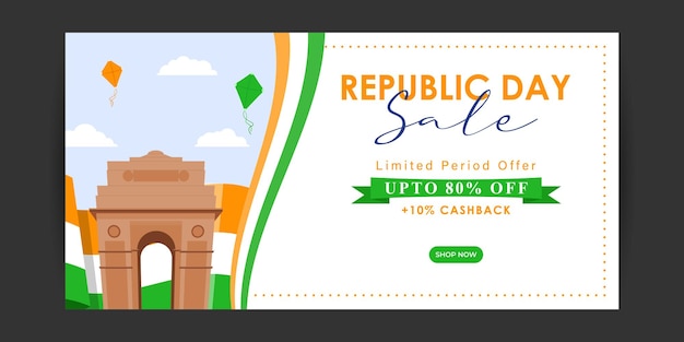 Illustration vectorielle du modèle de publication sur les médias sociaux de la bannière de vente de la fête de la République indienne