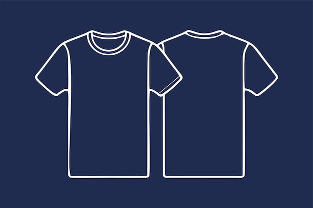 Vecteur illustration vectorielle du modèle de t-shirt devant et derrière isolée sur fond bleu