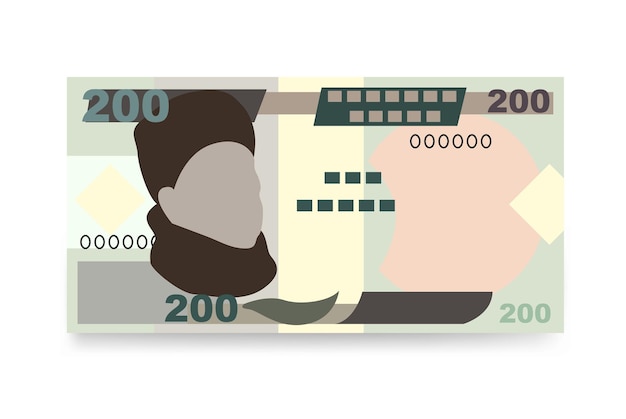 Illustration Vectorielle Du Naira Nigérian Ensemble D'argent Nigérian Billets De Banque Papier-monnaie 200 Ngn