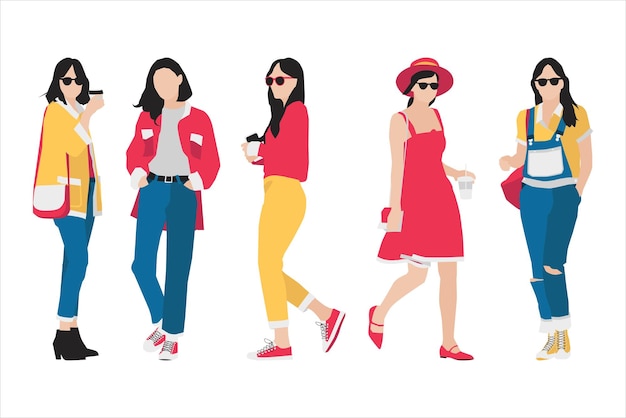 Illustration Vectorielle Du Paquet De Femmes à La Mode