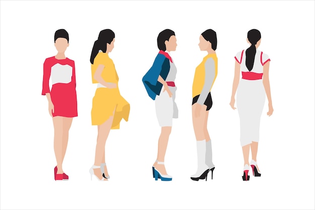 Illustration Vectorielle Du Paquet De Femmes à La Mode