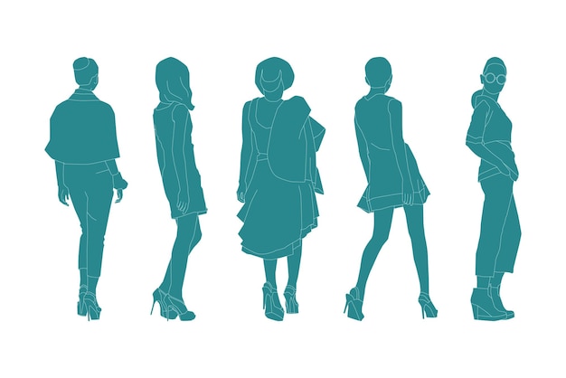 Illustration Vectorielle Du Paquet De Femmes à La Mode