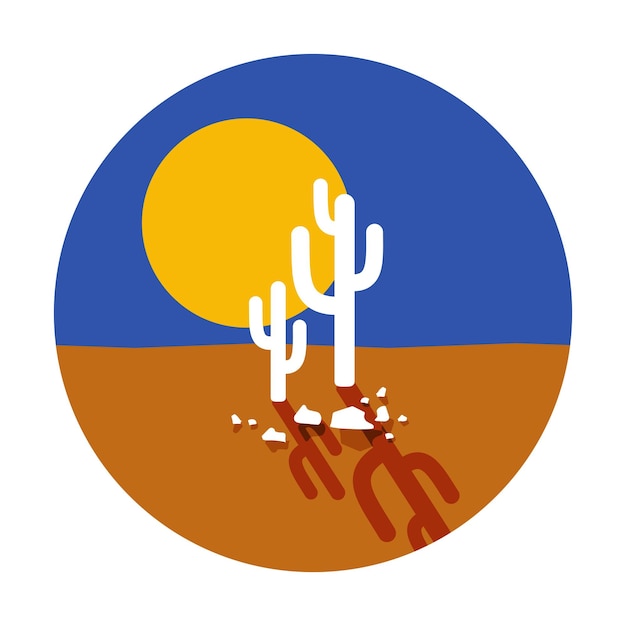 Illustration vectorielle du paysage désertique isolé sur fond blanc