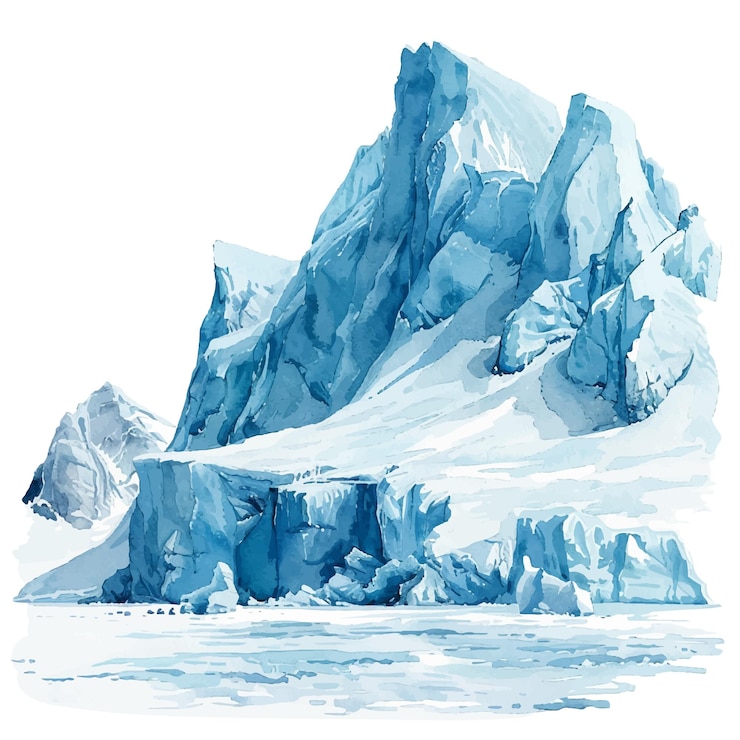 Vecteur illustration vectorielle du paysage glaciaire en aquarelle