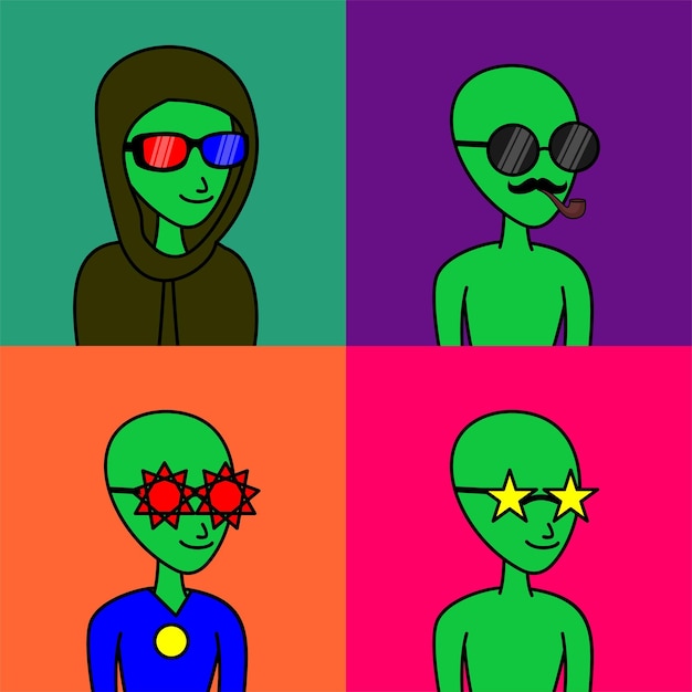 Illustration Vectorielle Du Personnage Extraterrestre Premium Avec Attributs