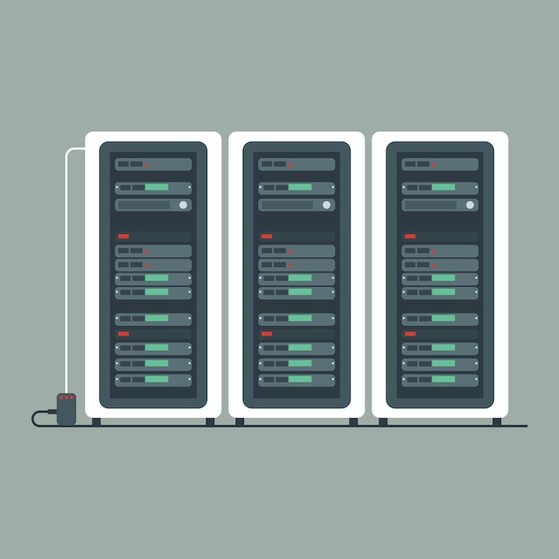 Illustration vectorielle du rack du serveur Conception moderne du centre de données