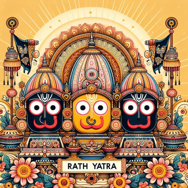 L'illustration vectorielle du Rath Yatra des divinités Jagannath Subhadra Balabhadra