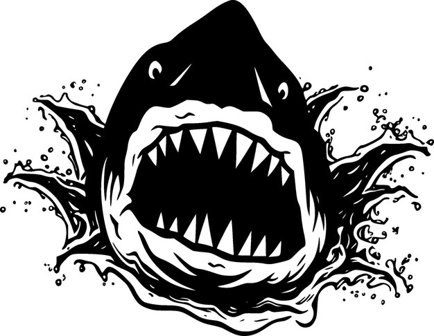 Vecteur illustration vectorielle du requin noir et blanc