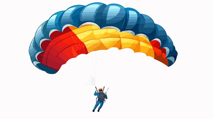 Vecteur illustration vectorielle du sauteur en parachute de dessin animé