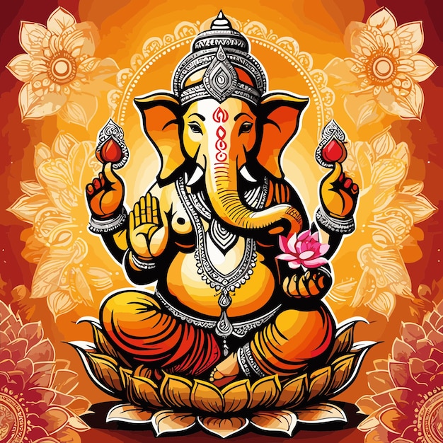 Illustration vectorielle du seigneur Ganpati pour le festival Ganesh Chaturthi en Inde