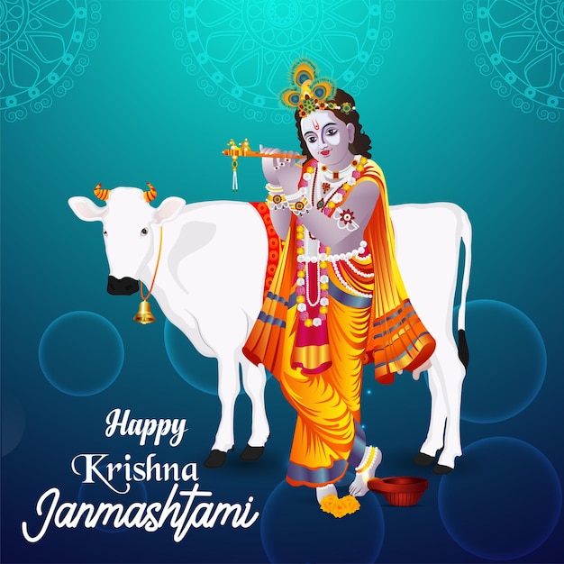 Illustration Vectorielle Du Seigneur Krishna Pour Le Fond Heureux De Janmashtami