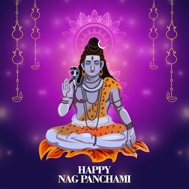 Illustration vectorielle du seigneur shiva pour joyeux naag panchami