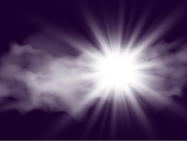 Illustration vectorielle du soleil qui brille à travers les nuages