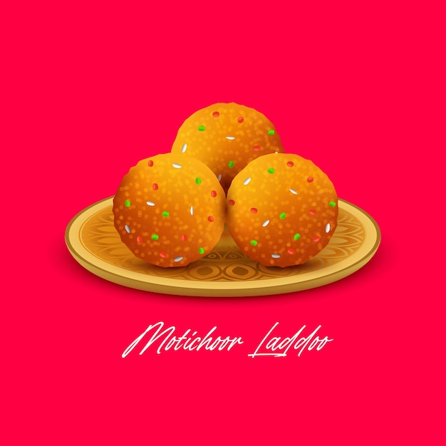 Vecteur illustration vectorielle du sucré indien motichoor ladoo également appelé boondi ladoo