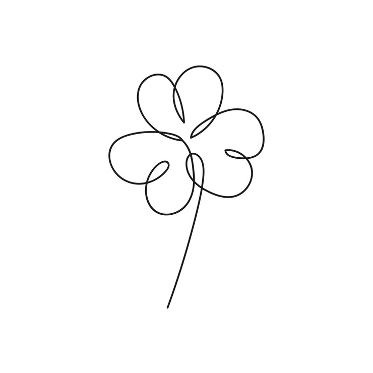 Illustration vectorielle du symbole irlandais de la Saint-Patrick. Dessin au trait continu de feuille de trèfle. Design minimalisme noir-blanc