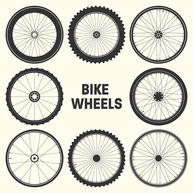 Illustration vectorielle du symbole de la roue du vélo vélo caoutchouc pneu de montagne soupape cycle de fitness mtb