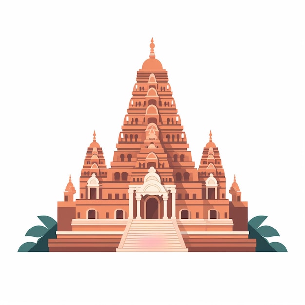 Vecteur illustration vectorielle du temple religion culture architecture tourisme ancien inde voyage buil