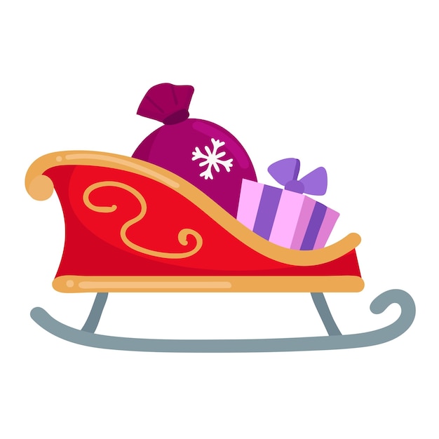 L'illustration Vectorielle Du Traîneau Du Père Noël Avec Des Cadeaux