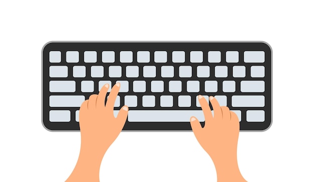 Illustration vectorielle du travail de frappe à la main au clavier