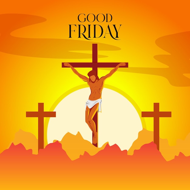 Vecteur illustration vectorielle du vendredi saint de la crucifixion de jésus-christ