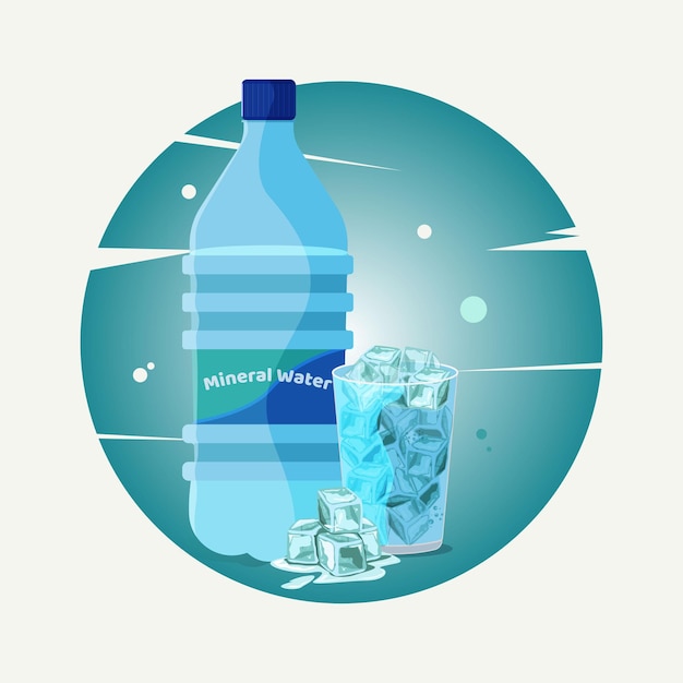 Illustration Vectorielle De L'eau Minérale Et Des Glaçons