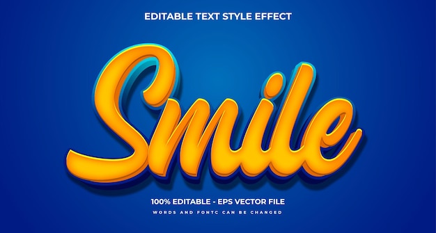 Illustration vectorielle d'effet de texte modifiable de sourire