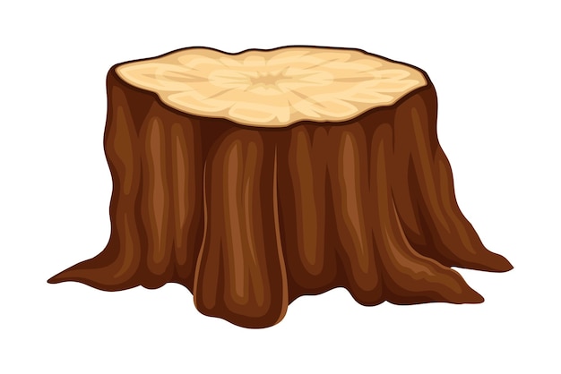 Vecteur illustration vectorielle de l'élément forestier de la souche ou du souche fraîchement coupée brune