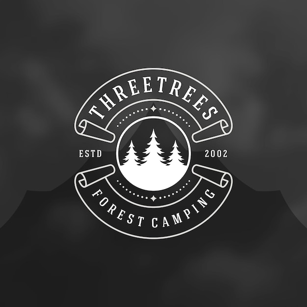 Illustration vectorielle de l'emblème du camping forestier