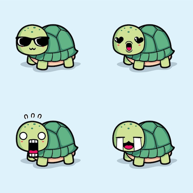 Illustration Vectorielle D'emoji Mignon De Tortue