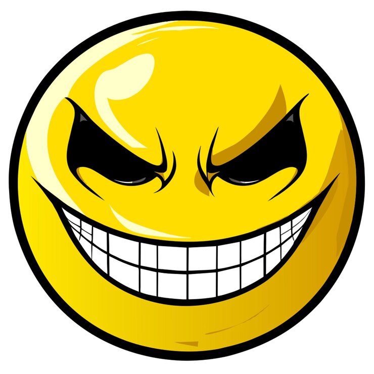 Vecteur illustration vectorielle de l'émoticone du visage souriant du mal