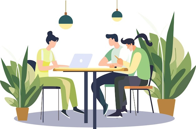 Vecteur illustration vectorielle d'employés de bureau assis à un bureau dans un style design plat