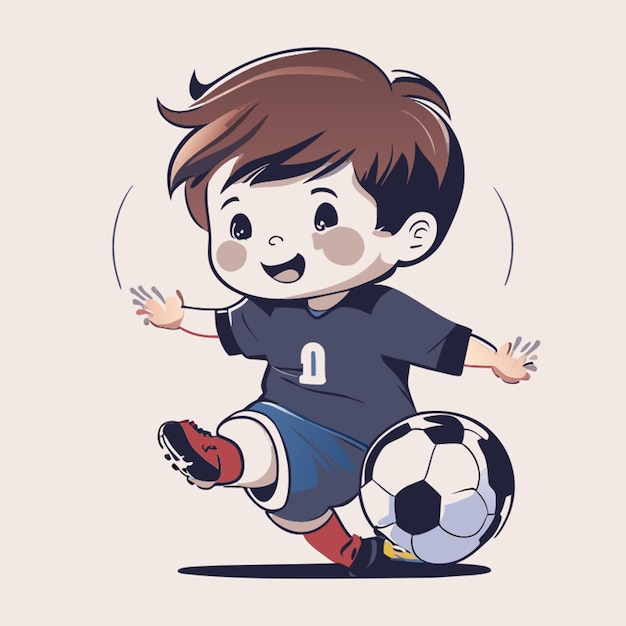 Vecteur illustration vectorielle d'un enfant jouant au football