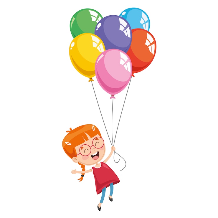 Vecteur illustration vectorielle d&#39;enfant volant avec des ballons
