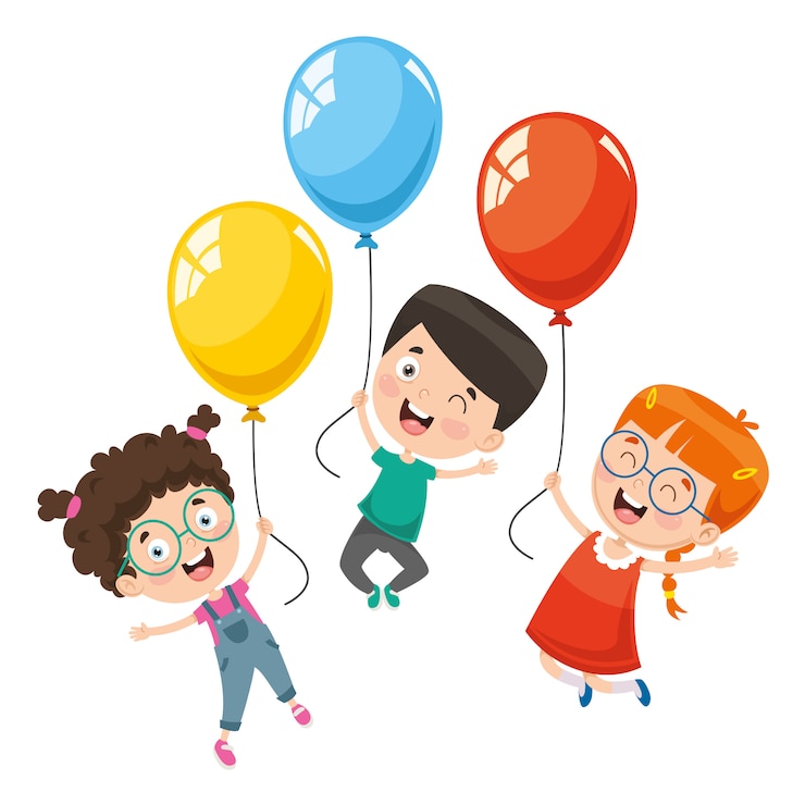 Vecteur illustration vectorielle des enfants avec ballon