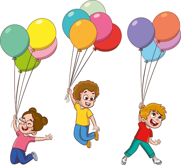illustration vectorielle d'enfants jouant avec des ballons