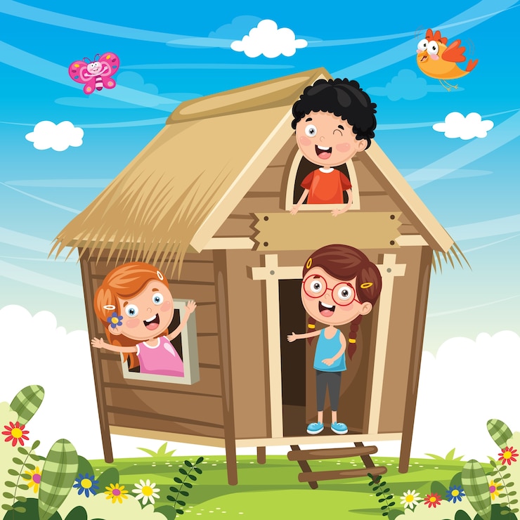 Vecteur illustration vectorielle d&#39;enfants jouant