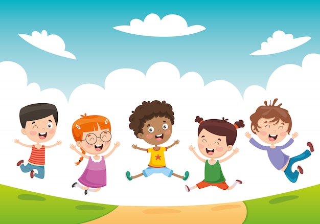 Illustration vectorielle des enfants qui jouent