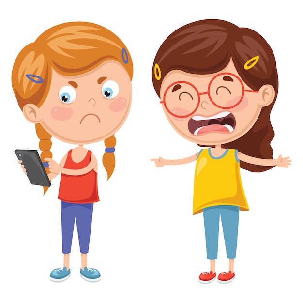 Illustration vectorielle des enfants se battre pour Smartphone