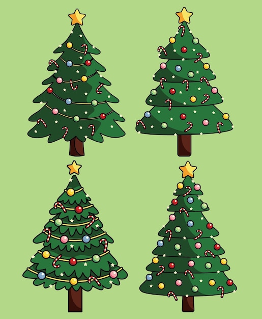 illustration vectorielle d'un ensemble d'arbres de Noël