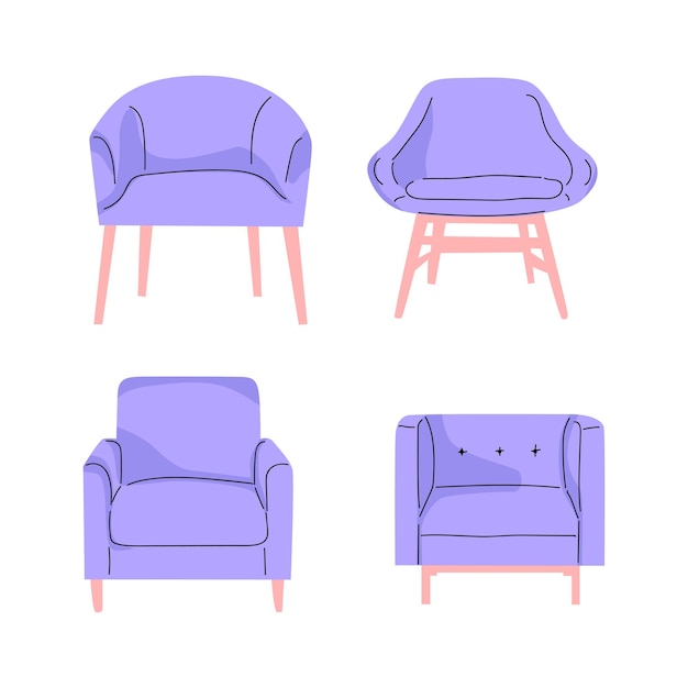 Vecteur illustration vectorielle d'un ensemble de chaises au design minimaliste