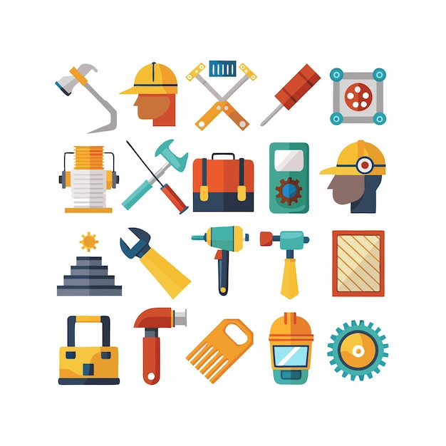 Illustration vectorielle de l'ensemble d'icônes de construction et d'outils