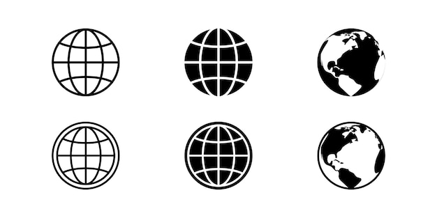 Illustration vectorielle de l'ensemble d'icônes du monde isolé