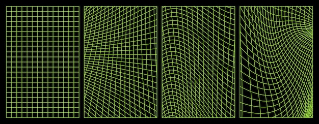 Vecteur illustration vectorielle d'un ensemble de néons à grille verticale déformée