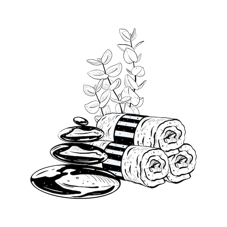 Vecteur illustration vectorielle d'un ensemble de pierres cosmétiques torsadées et de plantes sur fond blanc