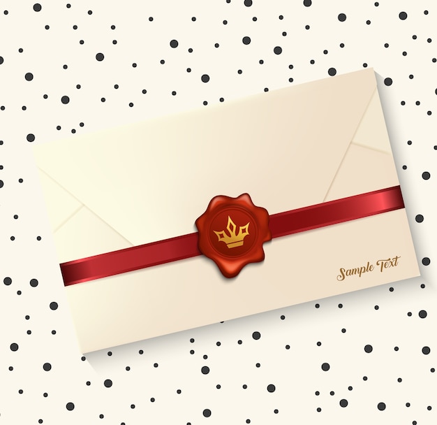 Vecteur illustration vectorielle de l'enveloppe avec sceau de cire rouge