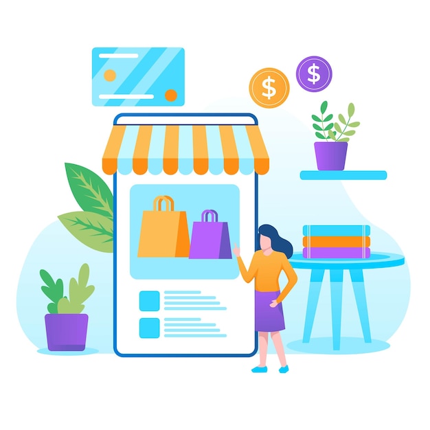 Illustration vectorielle d'eshopping
