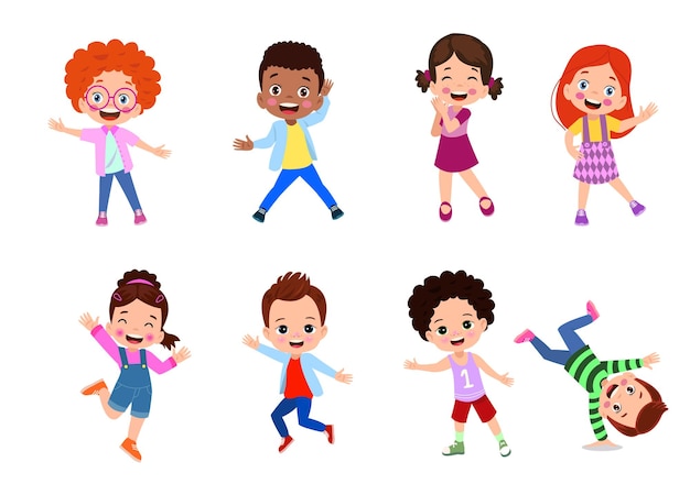 illustration vectorielle d'étudiants dans différentes postures